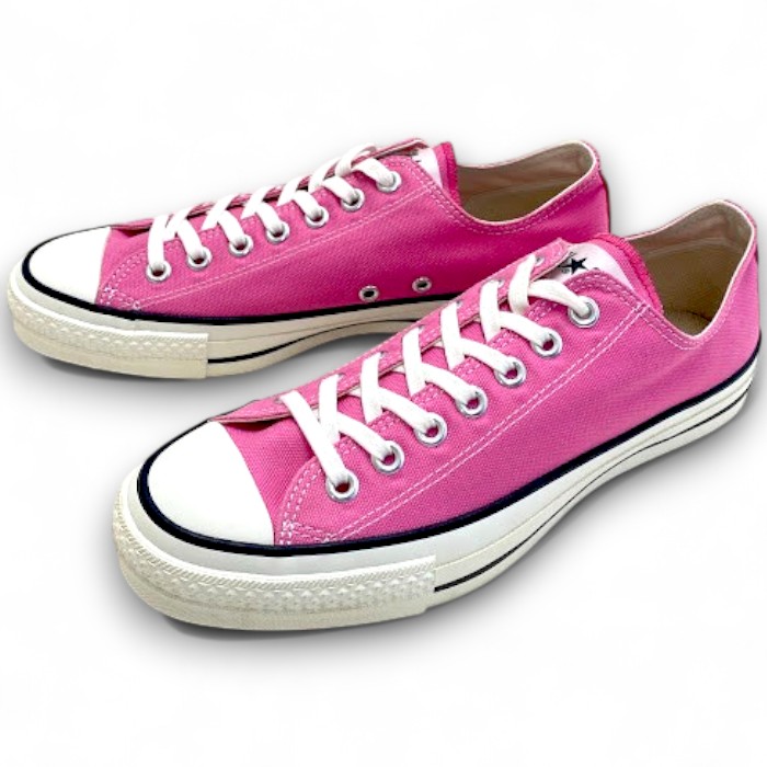 【中古】【新古品・未当て嵌める品】CONVERSE コンバース 日本製 ALL STAR CANVAS AS J OX オールスター 帆布 置き目とり捨てる スニーカー シューズ 定1.4万 PINK 26.5-03 27-01 27.5-02▲028▼50807r03