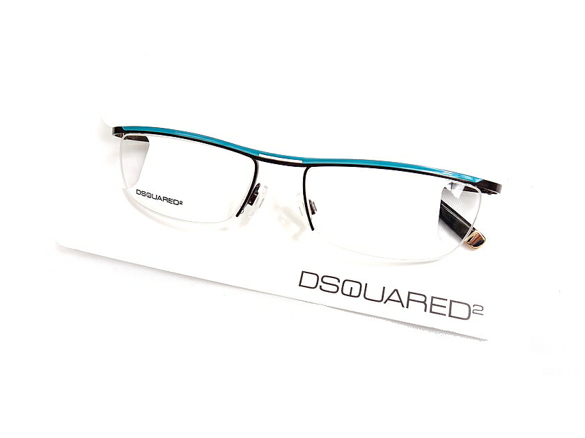 DSQUARED2 ディースクエアード スクエア ハーフリム メガネフレーム 伊達眼鏡 アイウェア DQ5003V 048 定3.7万 メタルブラウン×ブルーグリーン系▲058▼20610m03