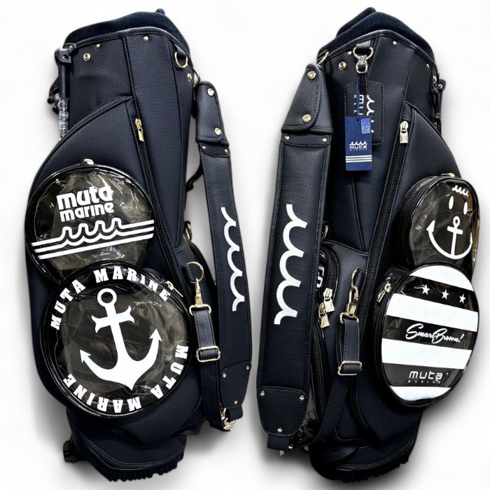 muta marine ムータマリン キャディバック 黒(希少品)ポシェット付き 送料無料】MUTA MARINE GOLF ムータマリンゴルフ メンズ