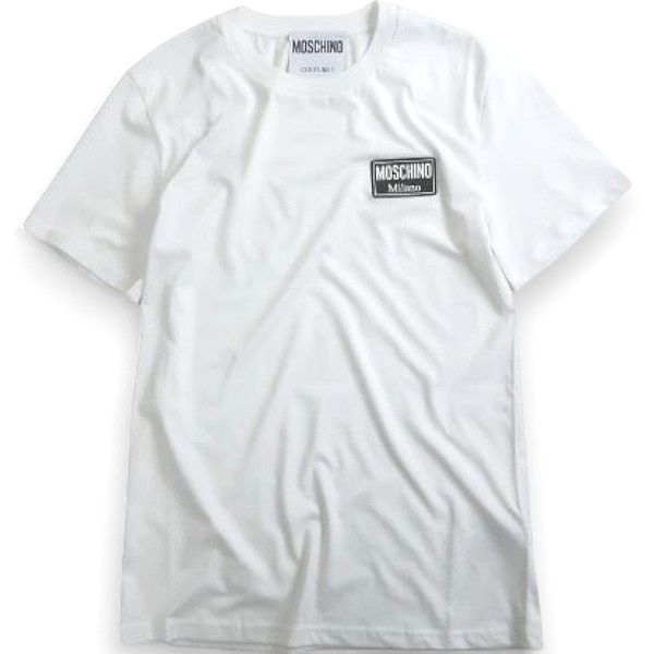 MOSCHINO COUTURE! モスキーノ ラバーロゴワッペン ワンポイント 半袖 Tシャツ ZPA0702 定2.8万 ホワイト 44 / 46 / 48 / 50 ▲033▼20914k09