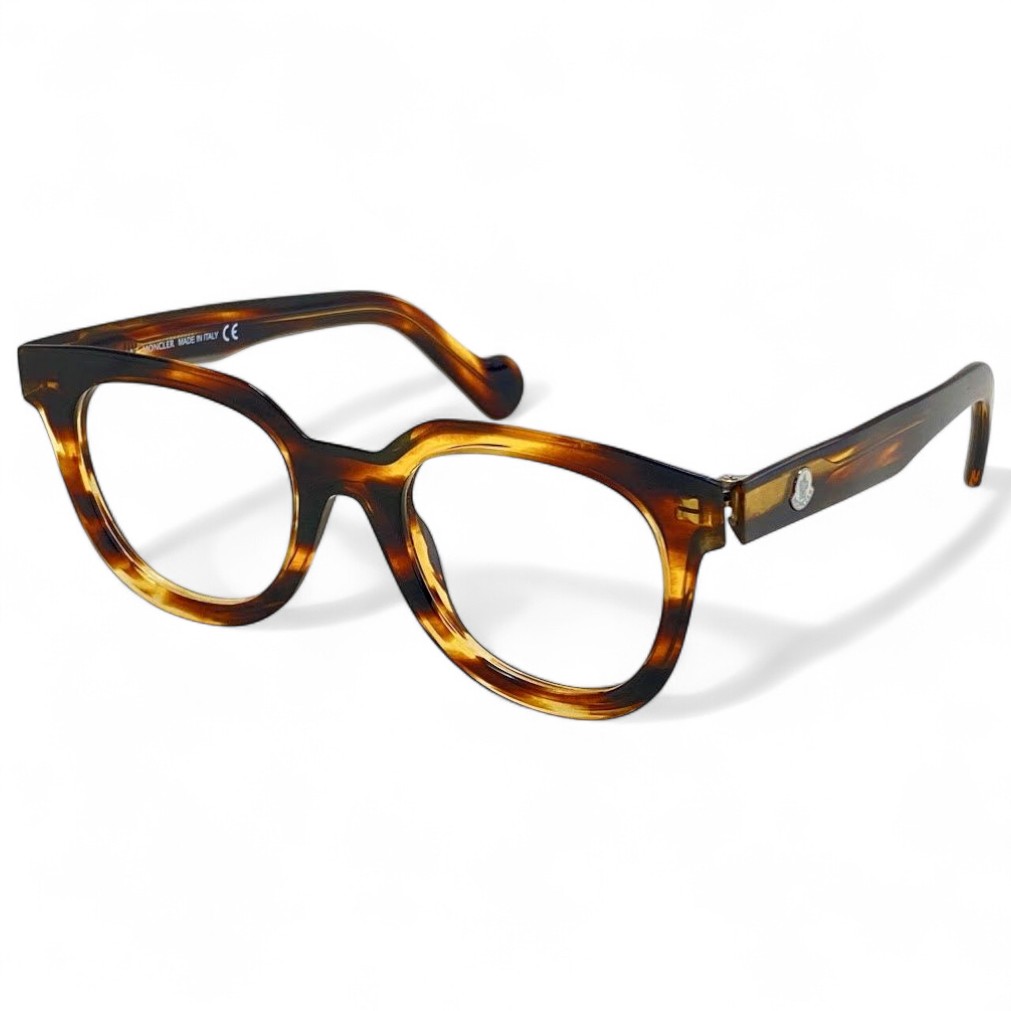 【中古】【新古品・未使用品】MONCLER LUNETTES モンクレール イタリア製 べっ甲柄 度なし ウェリントン メガネ 伊達眼鏡 アイウェア サングラス ML5005 クリアハバナ▲078▼50807m02
