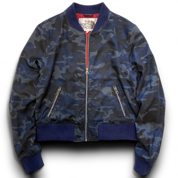 【中古】【新古品・未当て嵌める品】THE NORTH FACE 北の方人間の顔 W\u0027S EVERTA JACKET ウールライク 微起毛 杉綾模様×間鴨 変装 ジップアップ 上衣 MA-1 上衣 レディース NYJ3LF83 青み 80(S) ▲043▼50908m04