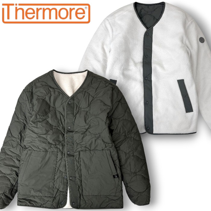 【中古】【新古品・未当て嵌める品】MILLET ミレー Thermore 役立つこと中綿 否色つや 中綿入り口・入口 リヴァーシブル 上衣 パデッドブルゾン ボア上衣 ライトアウター MXRWJ-202A0 カーキ×白いこと 100-01 105-02 110-03 ▲070▼50926m06