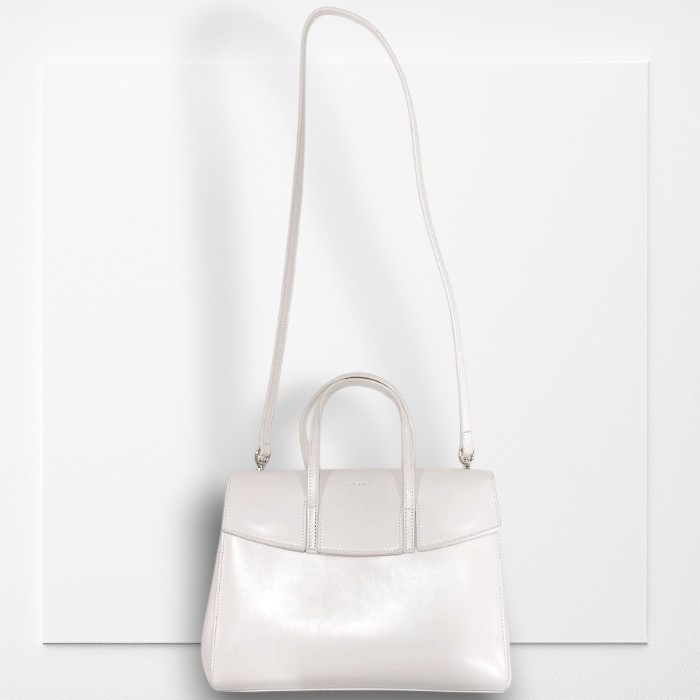 【中古】【新古品・未使用品】YAHKI ヤーキ SOFT W FACE ダブルフェイスレザー 2WAY ショルダーバッグ ミニボストンバッグ ハンドバッグ YH-681 定価3.1万 PALE WHITE▲040▼51009m02｜FASHION SELECT SHOP クローラー