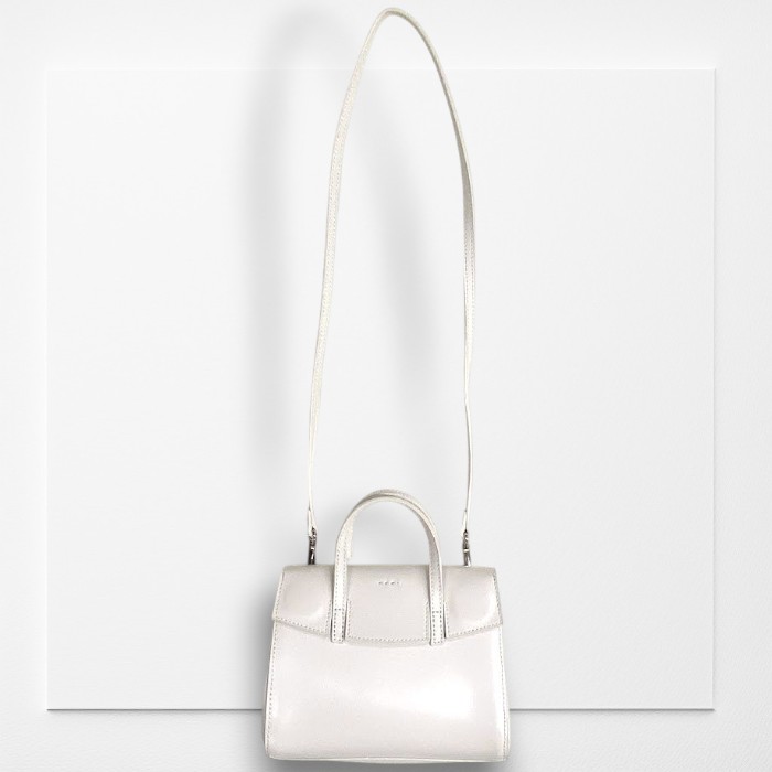 【中古】【新古品・未使用品】YAHKI ヤーキ SOFT W FACE ダブルフェイスレザー 2WAY ショルダーバッグ ミニボストンバッグ ハンドバッグ YH-682 定価2.4万 PALE WHITE▲040▼51009m04