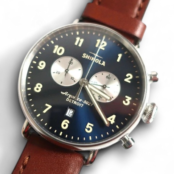 【中古】【新古品・未使用品】SHINOLA DETROIT シャイノラ デトロイト USA製 The Runwell Leather Strap Watch ランウェル 腕時計 レザーベルト 定13.9万 ネイビーブルー▲250▼00214k14