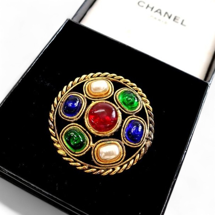 【中古】CHANEL PARIS シャネル フランス製 1988年製 23 ヴィンテージ グリポア ゴールド カラーストーン ブローチ アクセサリー▲000▼30830k02_g used 102,850円