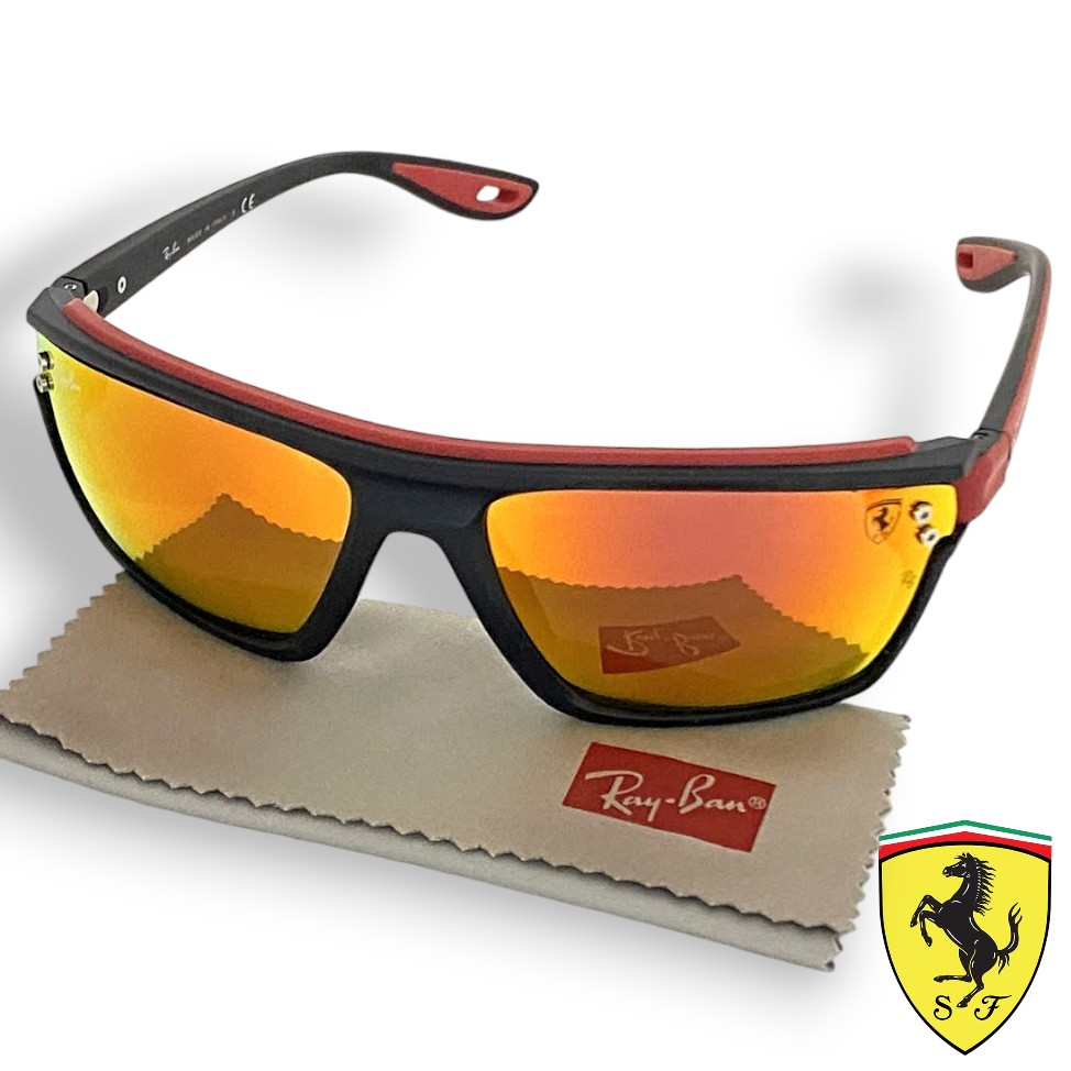 【中古】【新古品・未使用品】Ray Ban レイバン イタリア製 RB4370M SCUDERIA FERRARI COLLECTION スクーデリア フェラーリ コレクション クアドラド スクエア サングラス 眼鏡 メガネ 定価4.4万 F602/6Q 64□14 125▲066▼60119m04|FASHION SELECT SHOP クローラー