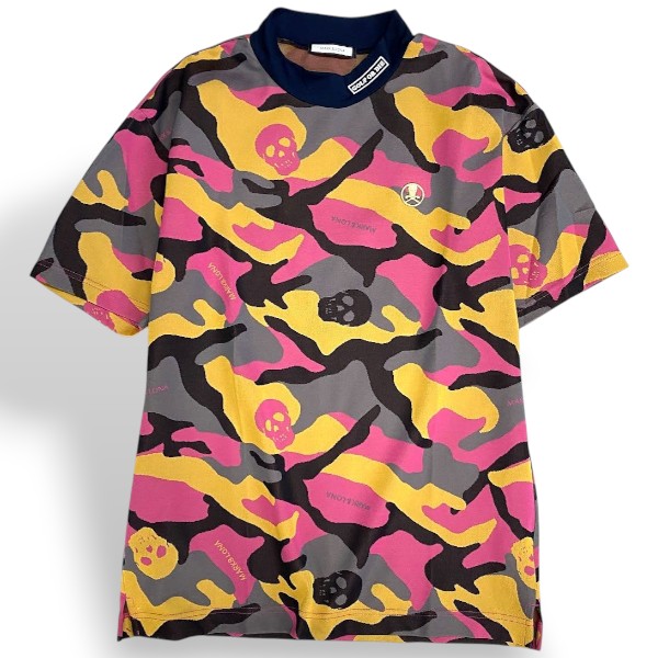 【美品】【中古】MARK \u0026 LONA 目じるし＆ロナ 日本製 Gauge Mock Neck Tee 変装柄 伸ばすこと ハイネック モックネック 半袖 ティーシャツ カットソー ゴルフお召しもの MLM-1B-AA30 必要経費2.7万 マルチ色合い系 50▲000▼60311m05 used スポーツ・アウトドア-メンズウェア