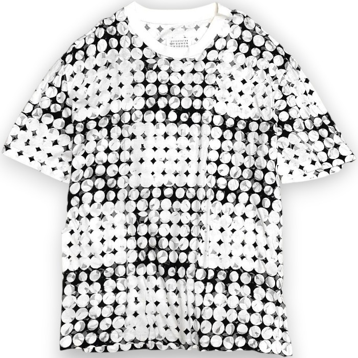 Maison Margiela メゾン マルジェラ イタリア製 ドット グラフィック 総柄 ビッグシルエット 半袖 Tシャツ カットソー S50GC0635 定8.8万 ホワイト 46-01 48-02▲144▼20204k01