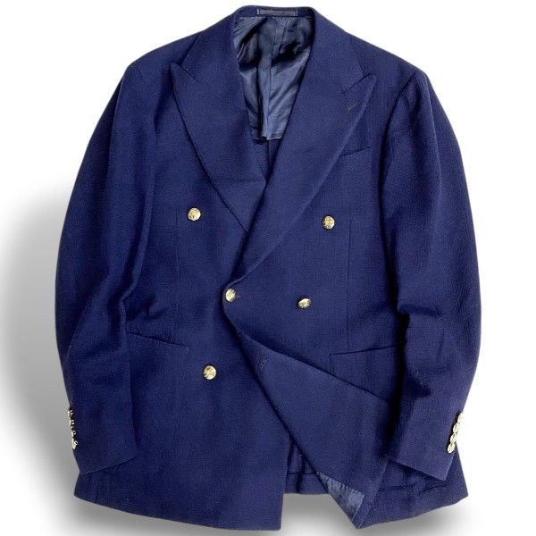 【中古】【新古品・未使用品】Paul Stuart ポールスチュアート 日本製 金ボタン ダブルブレスト ジャケット ブレザー ダブルジャケット 紺ブレ J5D80-260-29 定10.4万 ネイビー 50▲000▼60319m03