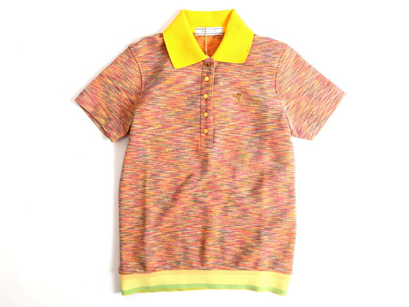 MARK & LONA マーク＆ロナ 日本製 Panacea Polo スカルロゴ マルチカラー 切替 半袖 ポロシャツ 定2.3万 ピンク 36▲050▼00123k05