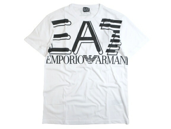 【中古】【新古品・未使用品】EMPORIO ARMANI エンポリオアルマーニ EA7ロゴ ビッグプリント 半袖 Tシャツ カットソー ホワイト M-01 L-02 XL-03▲065▼00903k16