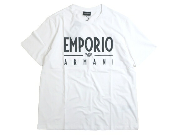 【中古】【新古品・未使用品】EMPORIO ARMANI エンポリオアルマーニ ロゴプリント 半袖 Tシャツ カットソー ホワイト XL▲065▼00904k07
