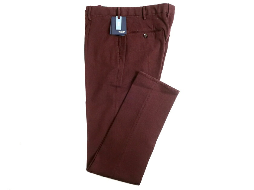 INCOTEX インコテックス HIGH COMFORT SLIM FIT PATTERN 30 ガーメントダイ コットンピケ 1タック スリムフィット ストレッチ パンツ エンジ 42-01 48-02▲100▼10506k04