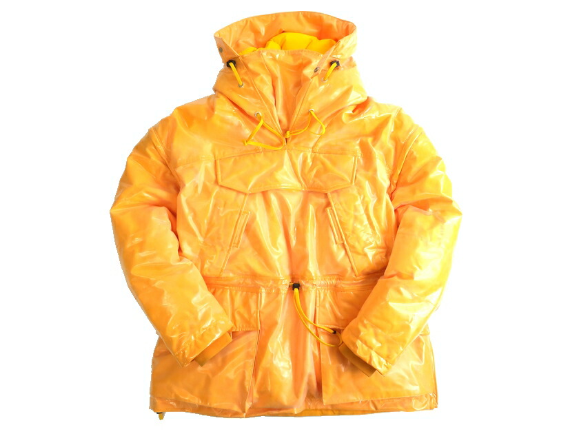 Maison Margiela メゾン マルジェラ イタリア製 Yolk SPORTS JACKET 中綿入 2WAY ラバーコーティング プルオーバー フーデッド ジャケット S30AM0416 定68.2万 イエロー 46▲670▼10630k02