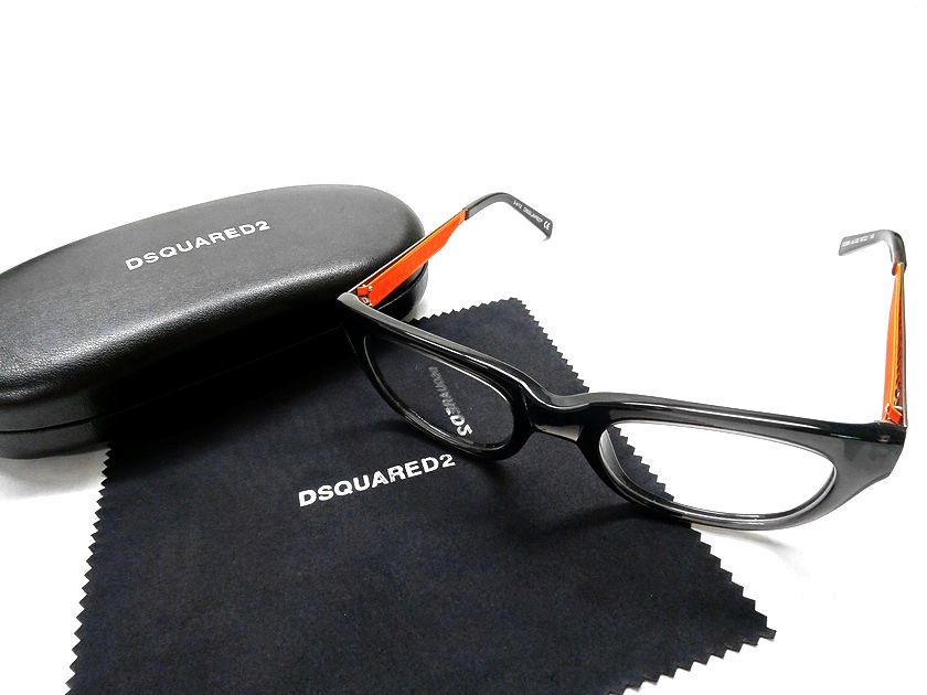 DSQUARED2 ディースクエアード オックス ロゴ刻印 メガネフレーム 眼鏡 サングラス アイウェア DQ5096 020 定4.1万 クリアブラック ネオンオレンジ 50▲058▼10820k13