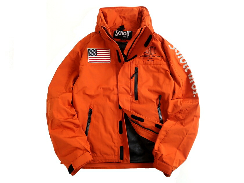 Schott ショット SYNTHTIC FIELD JACKET ワッペン リフレクトプリント フード付 シンセティック フィールドジャケット  3102058 定2.9万 オレンジ S▲080▼20331k12 | CRAWLER