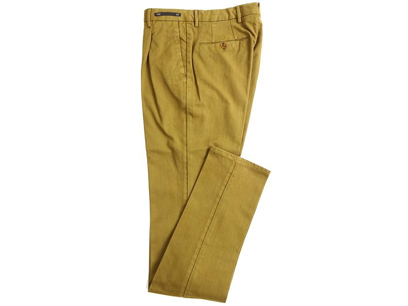 PT TORINO 01 ピーティー トリノ ゼロウーノ CHAPTER 1 LA BOCA GENTLEMAN FIT ユーズド加工 コットン ヘリンボーン 1タック スラックスパンツ NU11 定3.8万 カーキ 42-01 44-02▲050▼20407k28 12,129円