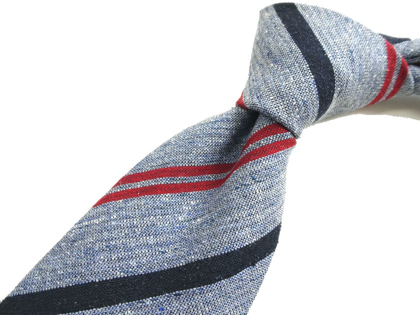 dunhill LONDON ダンヒル 英国製 シルク ウール混 絹毛 メランジ レジメンタルストライプ ネクタイ 定2.5万 ネイビー▲046▼20427k19