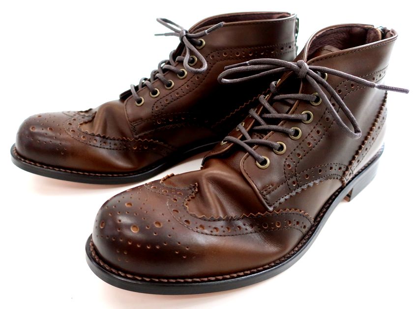 PADRONE パドローネ 日本製 マッケイ作り方 本革 WING TIP BOOTS with BACK ZIP 外鳥毛 舞台の袖手当て ブローグ 6大広間 バックジップ なめし革 ブーツ 革靴 PU8054-1138-19C 定3.7万 うす暗い赤銅色 40-01 41-02 42-03▲070▼20518k06