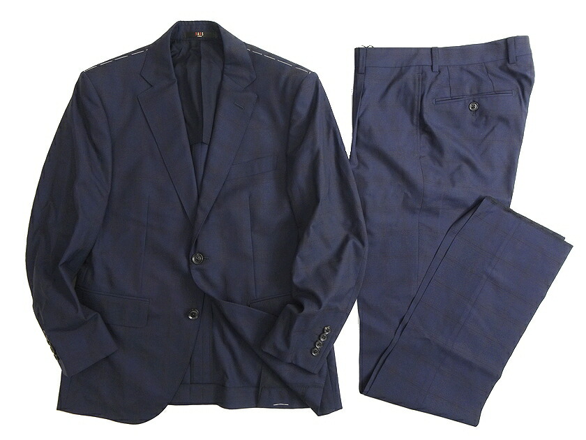 DAKS LONDON ダックス 日本製 イタリア製生地 Ermenegildo Zegna COOL EFFECT使用 ウール100% チェック柄 2B ワンタック シングルスーツ ジャケット スラックス パンツ 定価18.7万 SRDDYM0708 ネイビー A4▲100▼30213s10|FASHION SELECT SHOP クローラー