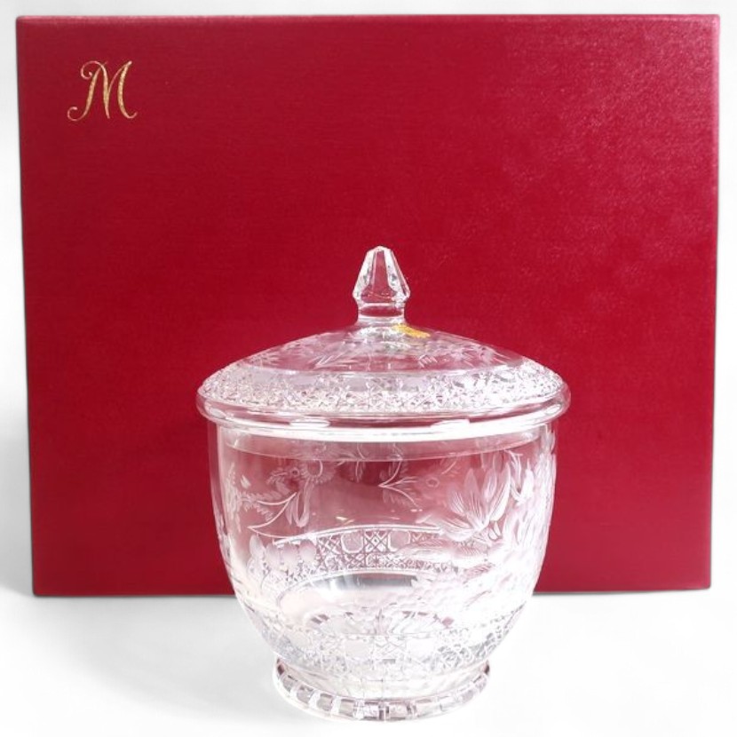 【中古】 【美品】 MEISSEN マイセン クリスタル コンポート 高さ26cm 切子 キャンディーポット キャニスター ▲▼21003k04 used