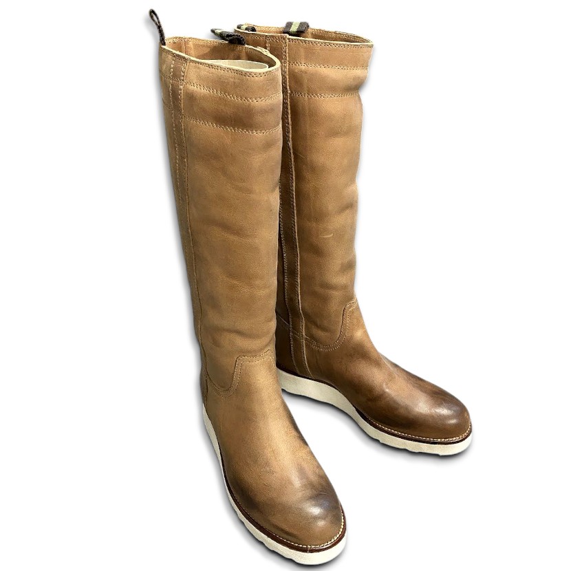 【中古】【新古品・未使用品】FABIO RUSCONI ファビオルスコーニ イタリア製 定価3.7万 内側ムートン 軽量 ロング レザー ブーツ 98500 LV ブラウン 35 ▲000▼50818s02