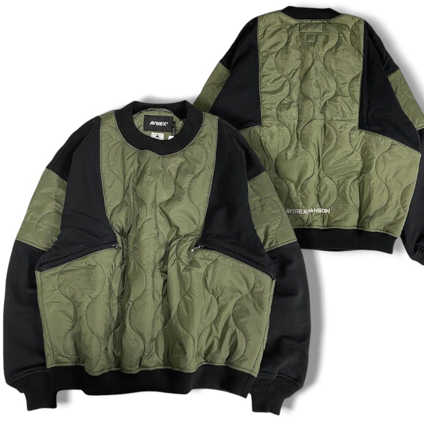 【中古】【新古品・未当て嵌める品】AVIREX × EXPANSION NY アヴィレックス  エクスパンション  COMBI CREW JACKET  高保温 THINSULATE 中綿入り口・入口 二人組 労働者の一団 上衣  ティーシャツ 783-3252069 必要経費2.4万 401 カーキ系 M-01 L-02 XL-03 2XL-04 ▲048▼51014s01 メンズファッション-ニット・セーター-トップス