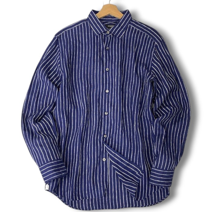 【超美品】【中古】MACKINTOSH LONDON マッキントッシュ 英国の首都 リネン 麻100% 縞模様 間借り人  長袖 プルオーバー G1M23-740-27 米国海軍 LL▲000▼51017s06 used