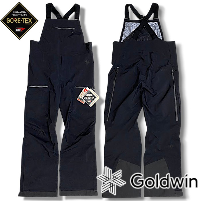 【中古】【新古品・未当て嵌める品】Goldwin ゴールドウィン 新品 GORE-TEX ゴアテックス 止ん事無い雨合羽透湿性 防風 スキーの板用 アウターシェルパンツ ビブパンツ 通貨価値11.5万 G35351 黒いこと 3 メンズ ▲200▼60303s03