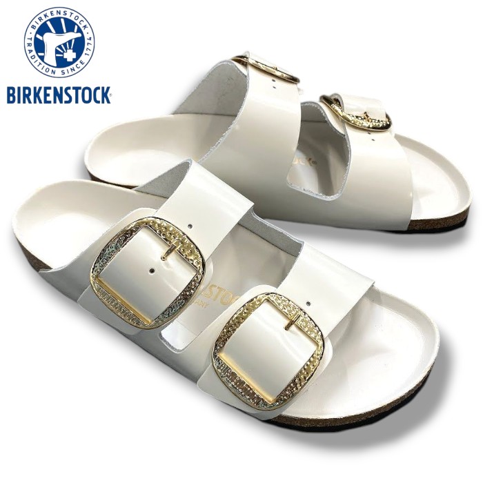 【中古】【新古品・未使用品】BIRKENSTOCK ビルケンシュトック ドイツ製 Arizona Big Buckle アリゾナ ビッグバックル EVAソール レザー サンダル 定価2.7万 1029520 ハイシャイン アンティーク ホワイト 41-01 42-02 43-03 ▲066▼60611s01｜FASHION SELECT SHOP クローラー