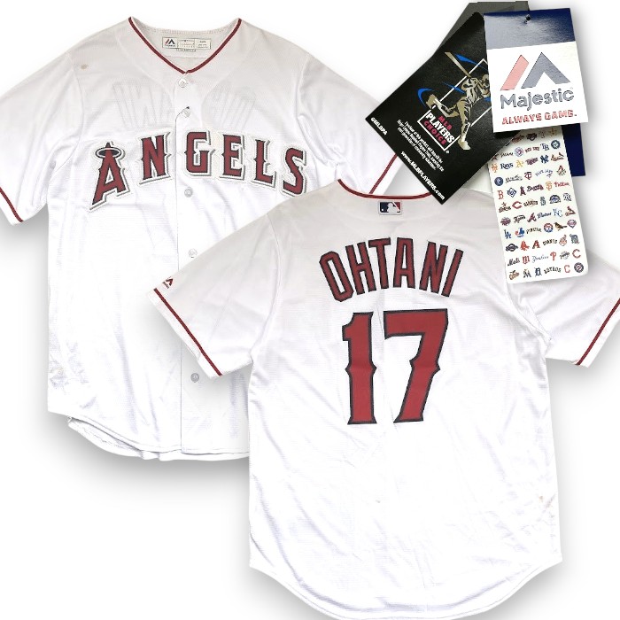 【訳あり品】Majestic マジェスティック MLB メジャーリーグ ベースボール 米国製 Los Angeles Angels ロサンゼルスエンゼルス OHTANI 大谷翔平選手 17 レプリカ ユニフォーム 定1.7万 7700ANGHAN717M ホワイト MEDIUM▲000▼60626s03【中古】【新古品・未使用品】 used|FASHION SELECT SHOP クローラー