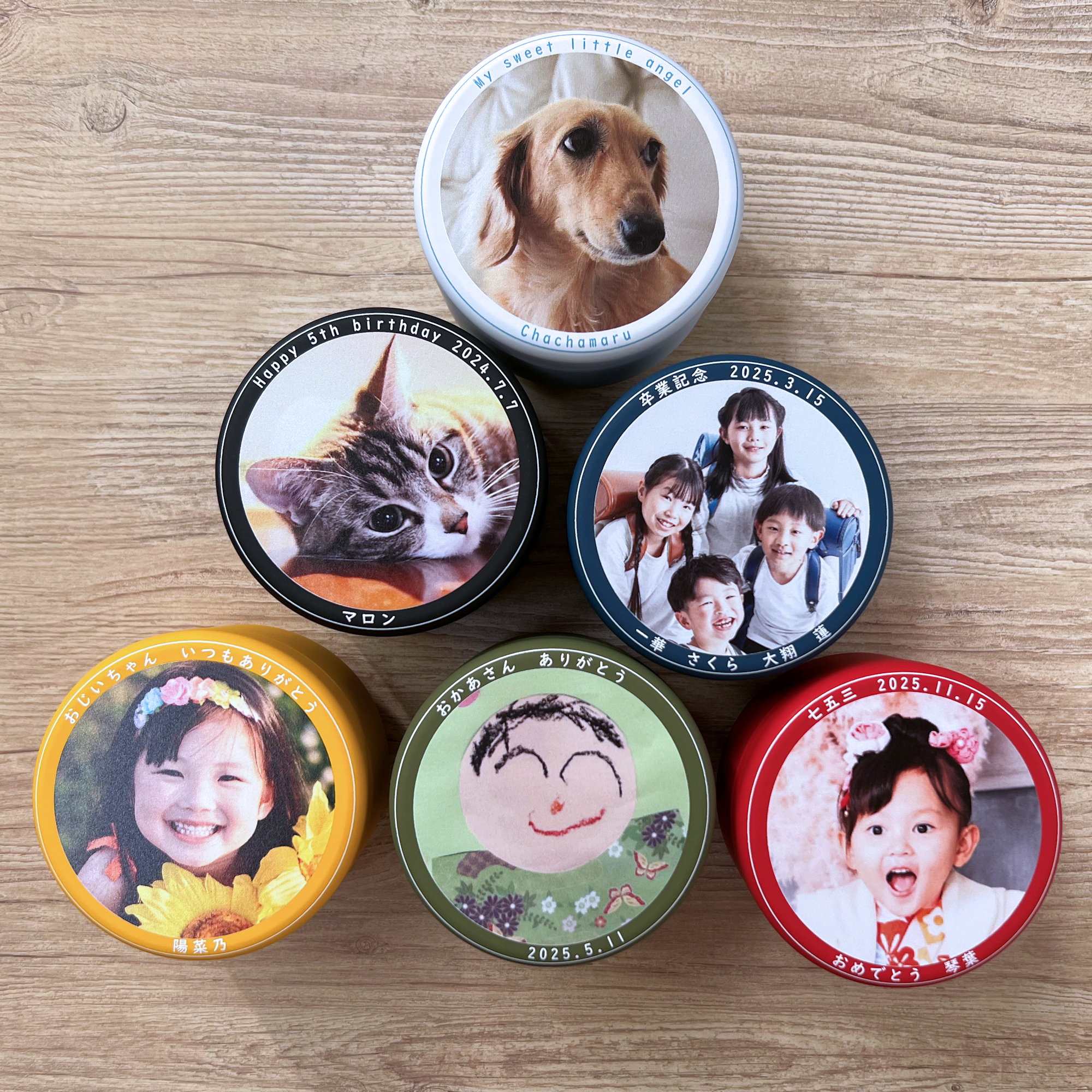 楽天市場】写真入り【トリーツ缶 おやつ入れ】【木製クリップ5個入り