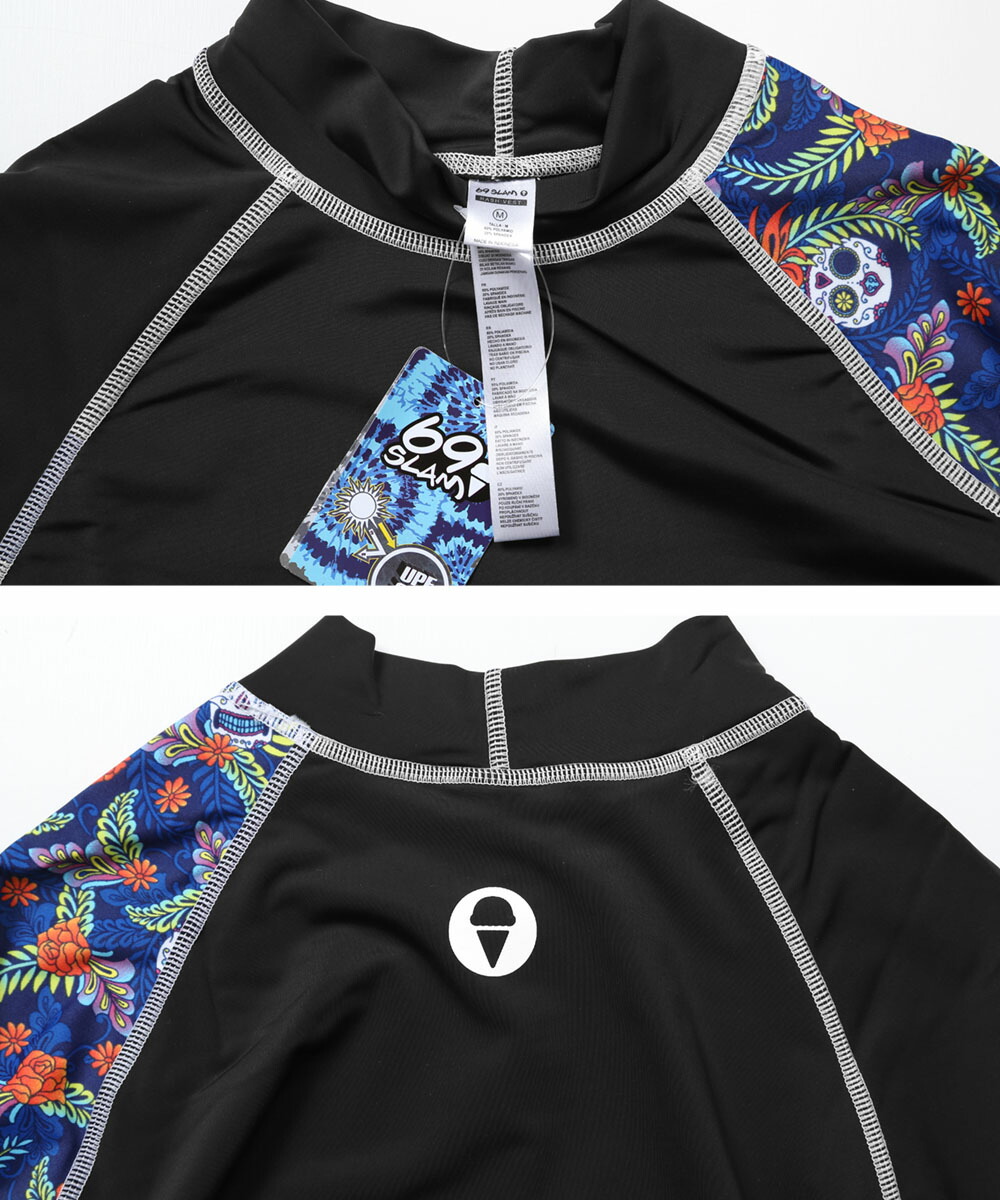 69slam ロックスラム ラッシュガード メンズ 水着 Uvカット 紫外線対策 フェス アウトドア 水陸両用 おしゃれ カッコイイ スカル 骸骨 ドクロ フラワー 花柄 ロゴ ワンポイント 人気 おすすめ ブランド プレゼント プチギフト 誕生日プレゼント 彼氏 父 息子 ギフト 記念