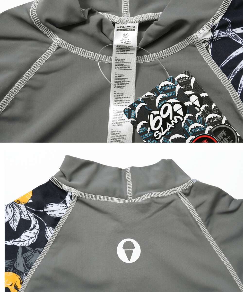 69slam ロックスラム ラッシュガード メンズ 水着 Uvカット 紫外線対策 フェス アウトドア 水陸両用 おしゃれ カッコイイ スター 星 フラワー 花柄 ロゴ ワンポイント 人気 おすすめ 半袖 ブランド 男性 プレゼント プチギフト 誕生日プレゼント 彼氏 父 息子 ギフト 記念