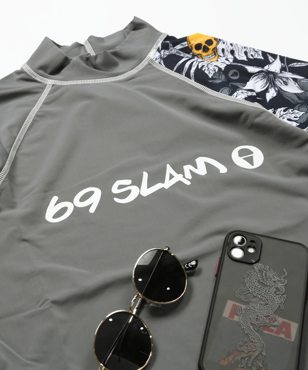 69slam ロックスラム ラッシュガード メンズ 水着 Uvカット 紫外線対策 フェス アウトドア 水陸両用 おしゃれ カッコイイ スター 星 フラワー 花柄 ロゴ ワンポイント 人気 おすすめ 半袖 ブランド 男性 プレゼント プチギフト 誕生日プレゼント 彼氏 父 息子 ギフト 記念