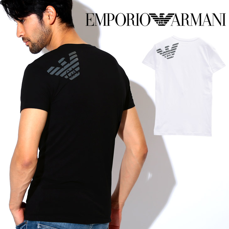 エンポリオ アルマーニ Tシャツ メンズ 半袖 Vネック トップス カットソー EMPORIO ARMANI BIG EAGLE 無地 ロゴ ワンポイント ブランド プチギフト 誕生日プレゼント 彼氏 父の日 男性 ギフト