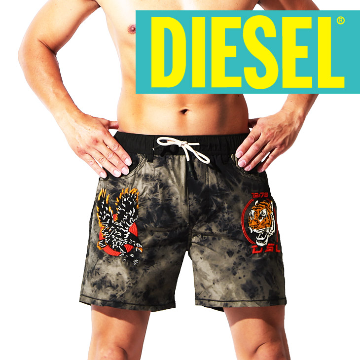 楽天市場 水着 短パン メンズ サーフパンツ ブランド Diesel ディーゼル ショーツ ショートパンツ 組アニマル 刺繍 トラ タイダイ プール プチギフト 誕生日プレゼント バレンタイン 父 男性 ギフト 記念日 Crazy Ferret