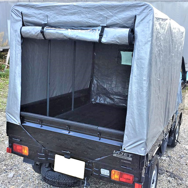 楽天市場 軽トラック用幌セット 軽トラ幌mt 192 軽トラ 軽トラホロ 荷台シート 幌セット 取付簡単 クレイジーブラック