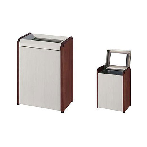 クリンダスト WS1 W46×D32×H61cm 容量約65L【ステンレス＋木製ボディ 業務用分別ゴミ箱 屑入 ダストボックス 屋内用 ショッピングセンター コンビニ オフィス 自動販売機 ミヅシマ】