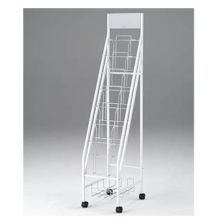 パンフレットスタンド 1列型ボリュームタイプ YS-42 7段&times;1列 W32&times;D44&times;H148cm【スチール製 業務用カタログスタンド パンフレットスタンド ラック オフィス 林製作所】｜ツインスターカンパニー