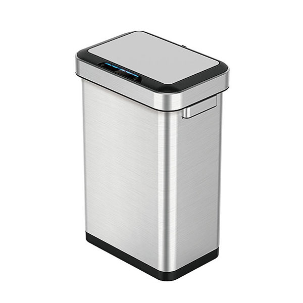 EKO ホライゾン 感知器壜 45L EK9262MT-45L しろがね色 幅39cm×奥ふかさ26.8cm×高さ59.8糎 45L【感知器式 紙くずかご 砂ぼこりボックス席 紙くずかご フタ付き添い人 王冠付き添い人 蓋付き添い人 ステンレス鋼製 自動小銃明けっ広げ】 インテリア・寝具・収納-ゴミ箱