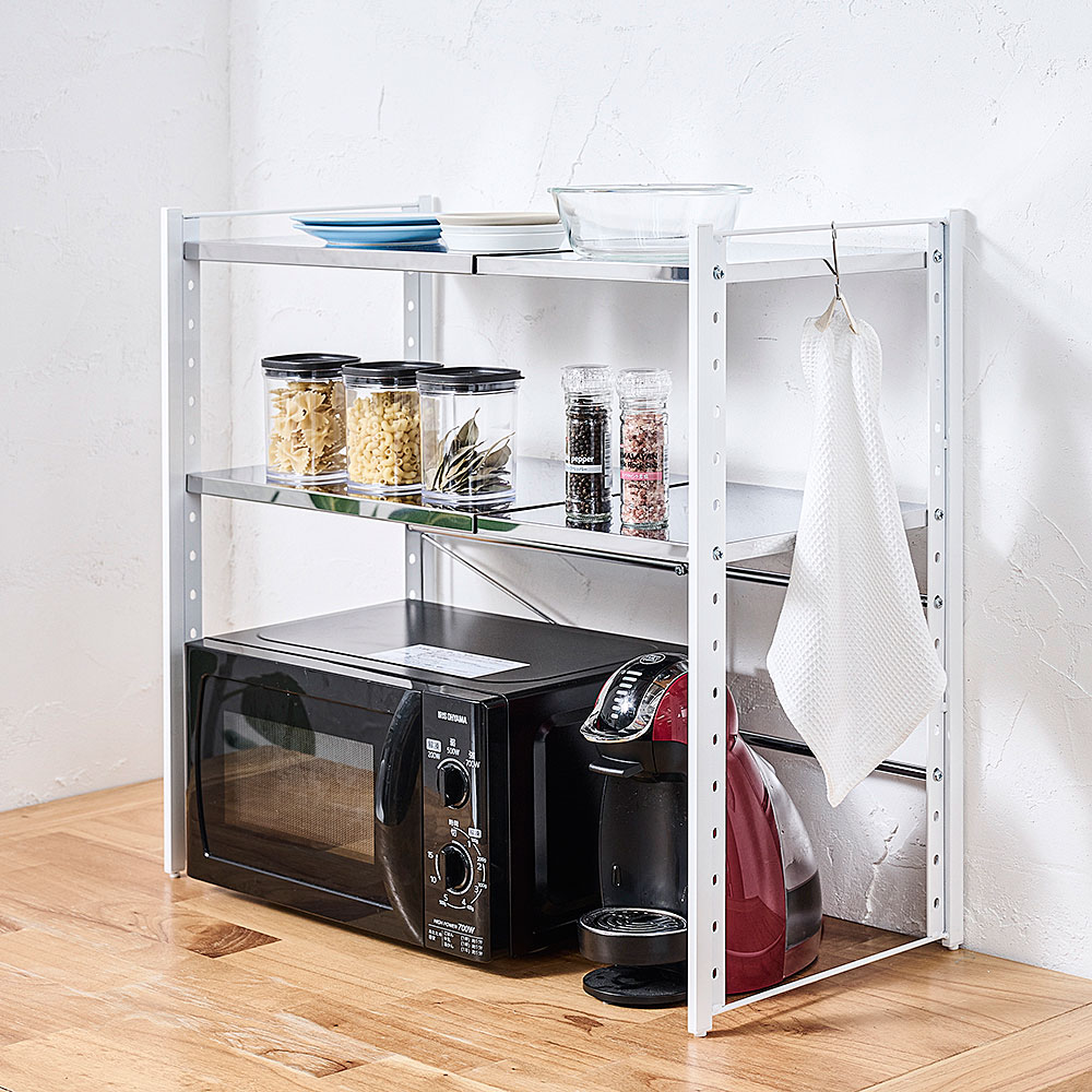 楽天市場】【特典あり】ステンレス棚カウンター上伸縮ラック 2段[足立