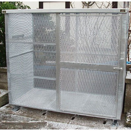 HTB-S1R(細網目タイプ) スライド扉×1枚 W186×D94×H166cm 2400L 45Lごみ袋×約53個分 約35世帯【業務用 大型ゴミ箱 ゴミステーション 屋外 大容量 町内会 自治会 カラス 猫 動物 ゴミ収集所メッシュタイプ ゴミストッカー 完成品】