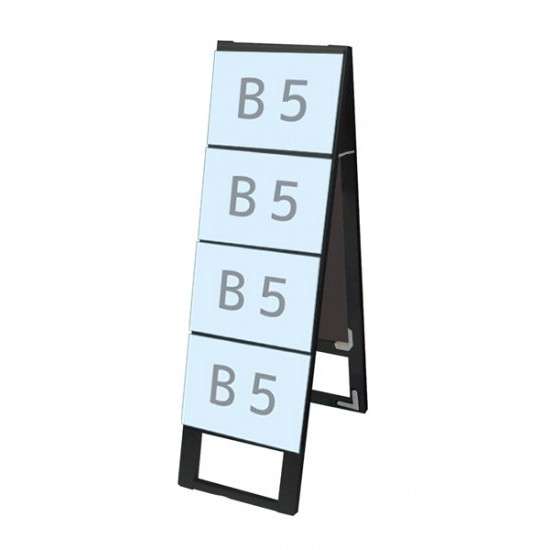 ブラックカードケーススタンド看板 B5横8両面 BCCSK-B5Y8R【W295&times;D480&times;H885mm B5横&times;4枚&times;2面 両面 ポスタースタンド 屋外対応(ポスターには耐水加工必要) 常磐精工】｜ツインスターカンパニー
