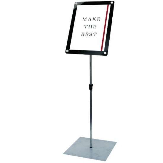 インフォメーションアクリルスタンド150 B4縦黒いこと INFA150-B4結核症【W350×D350×H1097～1752粍 角度かい繕う能力のある 角度うつり変わり能力のある 高さかい繕う能力のある 貼り出し照明ランプ お引き回し板 屋内用 不易流行精工】