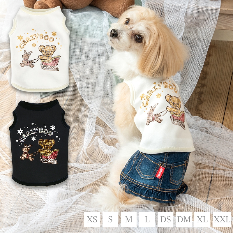 犬服 タンクトップ グリーン 花柄 リボン baby～XXL - ペット