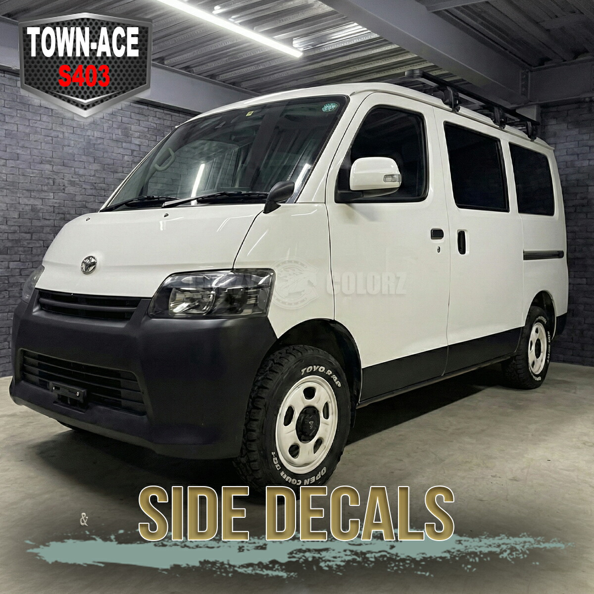 トヨタ タウンエース townace サイド デカール ステッカー カスタム マットブラック ブラック 簡単施工 説明書付き ドレスアップ 車 TOYOTA S403|クレイジーカラーズ店