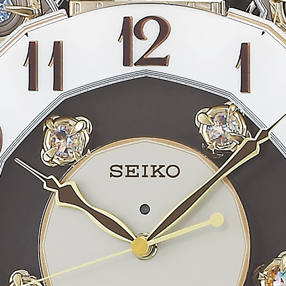 SEIKO] セイコー クロック 電波時計 パール 掛時計 メロディ ＜薄金色